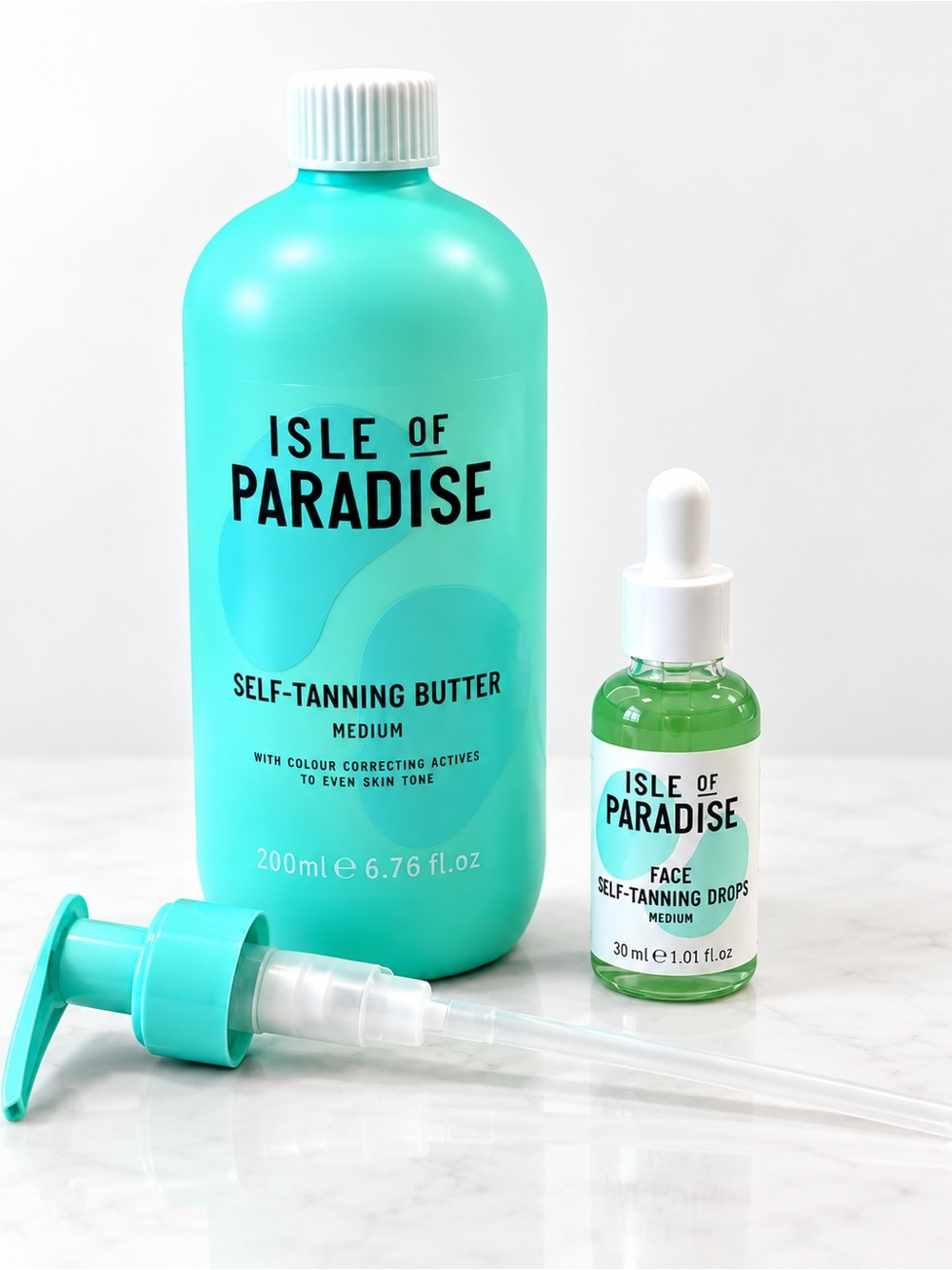 Isle of Paradise Turquoise Bottle & Green Face Drops Self-Tanning Set